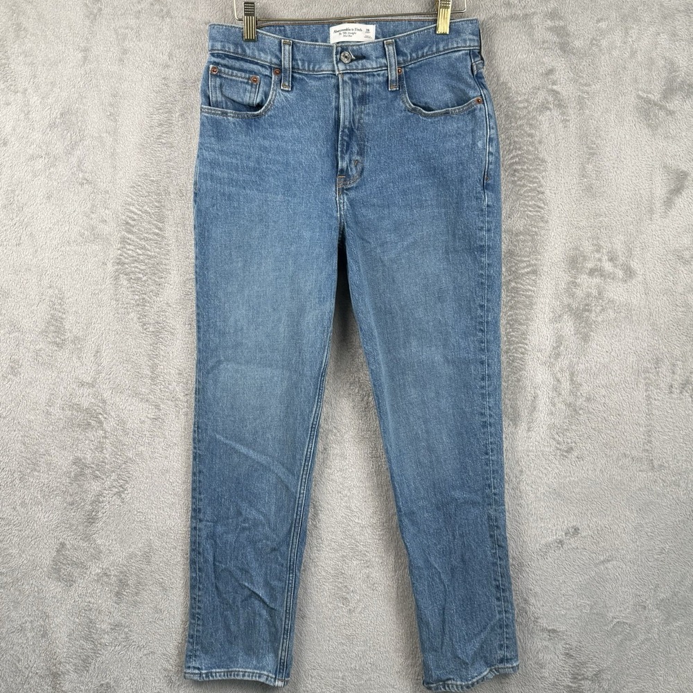 Abercrombie & Fitch The 90s Straight Mid Rise Relaxed Blue Jeans 26 Short‎